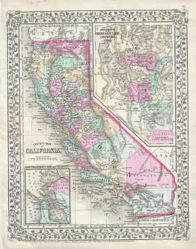 1867 Mitchell Map of California