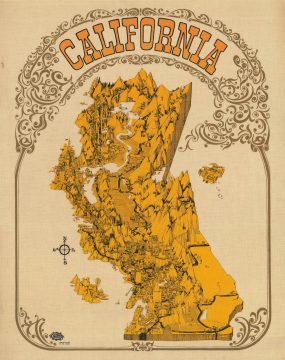1968 Pictorial Map of California from the Peak of the Hippie Era