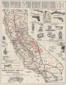 1921 Wood-Jackson Fish and Game Map of California