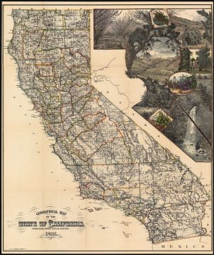 1893 H. S. Crocker Map of California w/ Wine Making Vignette