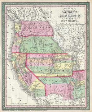 1854 Mitchell Map of California, Oregon, Washington, Utah and New Mexico