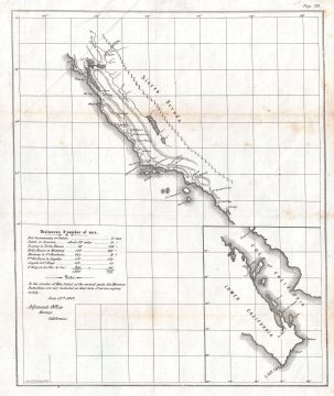 1847 Army Adjutant's Office Map of the California Coastline and its Army Forts