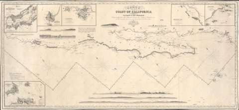 1849 Imray Nautical Map of California Coast - Gold Rush!