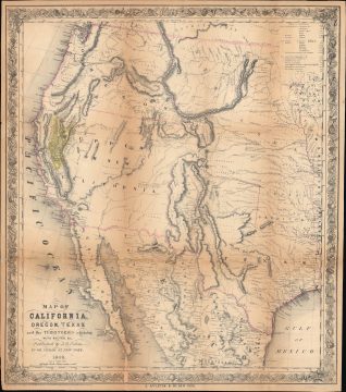 1849 Colton Map of the American West, w/ California Gold Regions