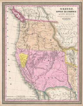 1849 Mitchell Map of California and Oregon, with Gold Region