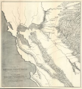 1850 Derby Map of Riley's Travels in the California Gold Region