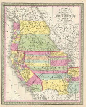 1854 Mitchell Map of California, Oregon, Washington, Utah and New Mexico