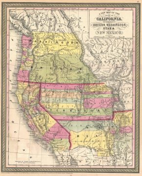 1854 Mitchell Map of California, Oregon, Washington, Utah, and New Mexico