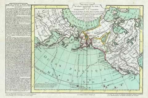 1781 Buache de Neuville Map of North America, the Arctic, Alaska, and Siberia