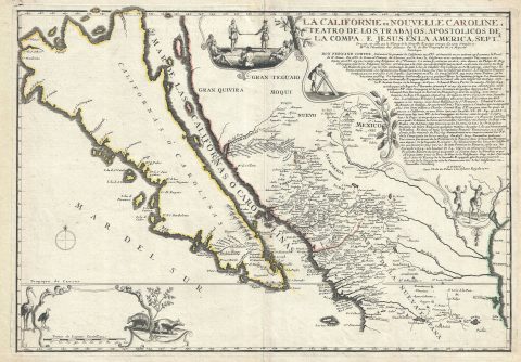 1720 De Fer Map of Insular California and  Mexico