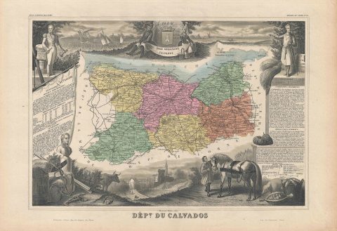 1852 Levasseur Map of the Department Du Calvados, France