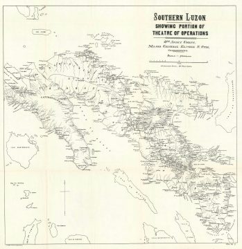 1900 Otis Map of Southern Luzon, Philippines, Philippine-American War