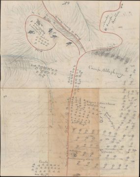 1860s Manuscript Map of the Civil War Battle of Camp Allegheny, West Virginia
