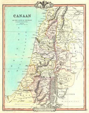 1850 Cruchley Map of Israel, Palestine or Holy Land (showing 12 Tribes)
