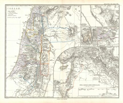 1865 Spruner Map of Israel, Canaan, or Palestine in Ancient Times