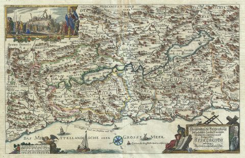 1700 Visscher Map of Israel, Palestine or the Holy Land