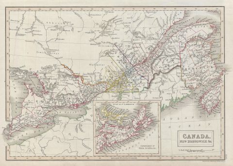 1840 Black Map of Canada: Ontario and Quebec