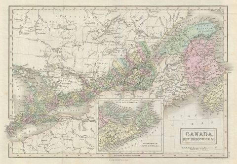 1851 Black Map of Canada