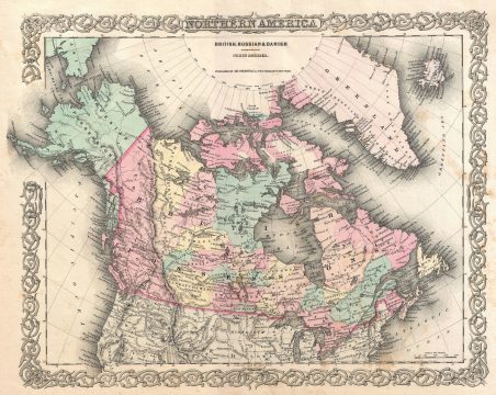 1855 Colton Map of British North America or Canada