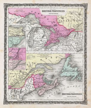 1858 Colton Map of the British Provinces (Eastern and Western Canada)