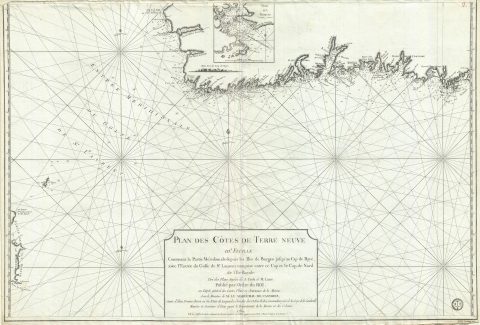 1784 James Cook Nautical Map of Southwest Newfoundland, Canada