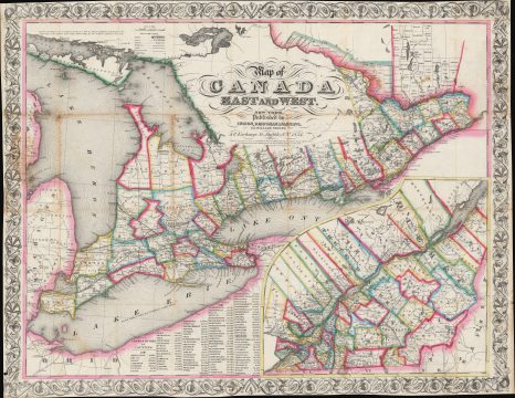 1854 Ensign, Bridgman, and Fanning Pocket Map of Canada