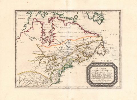 1656 Sanson Map of Canada and the Great Lakes
