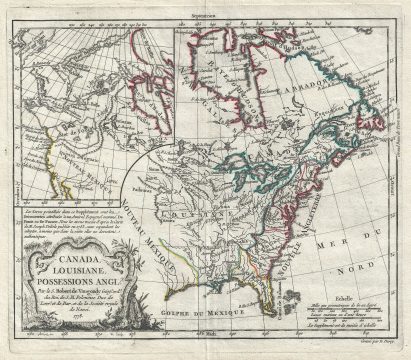 1778 Vaugondy Map of North America w/ De Fonte Discoveries and Sea of the West