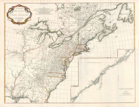 1755 Anville Map of Lousiana, New England, Canada, and Eastern North America