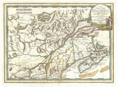 1797 Cassini Map of New England and Canada