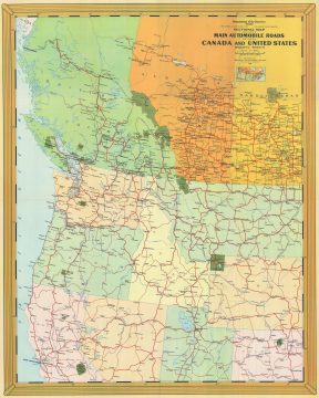1931 National Development Bureau Road Map of Western Canada and the U.S.