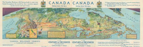 1933 Promotional View and Map of Canada (From the Century of Progress Exposition in Chicago)