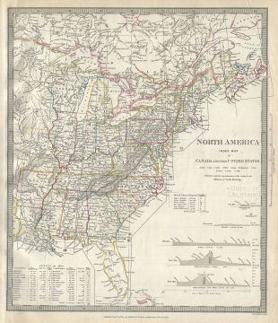 1834 S.D.U.K. Map of Canada and the United States