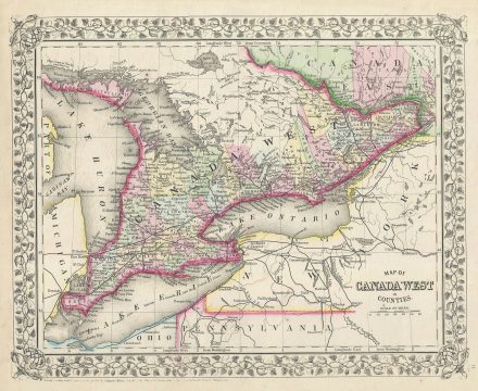 1868 Mitchell Map of Ontario, Canada