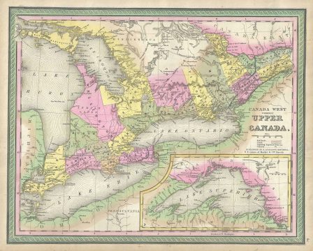 1849 Mitchell Map of Ontario, Upper Canada or Canada West