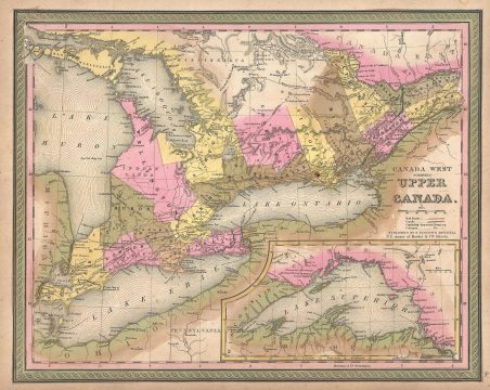 1850 Mitchell Map of Ontario, Upper Canada or Canada West