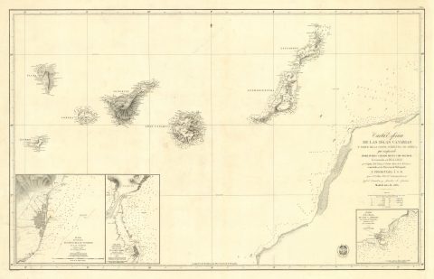 1853 Direccion de Hidrografia Nautical Chart or Map of the Canary Islands
