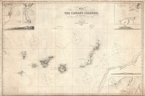 1875 Imray Blueback Nautical Chart or Map of the Carnary Islands