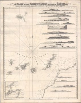 1867 Norie and Wilson Nautical Chart or Map of the Canary Islands and Madeira