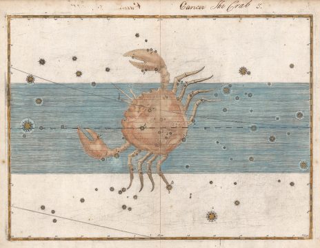 1603 / c. 1640 Johann Beyer Celestial Chart of the Cancer Constellation