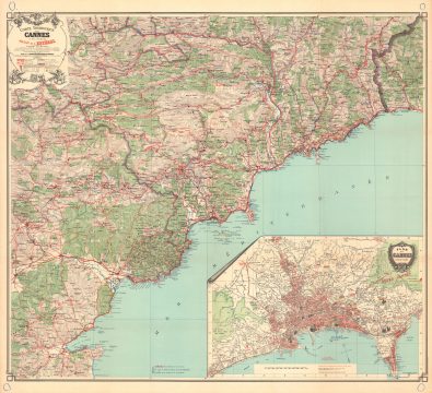 1925 Blondel la Rougery Map of the French Riviera: St. Tropez, Cannes, Nice