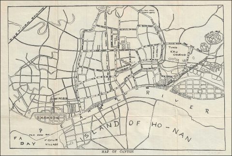 1920s Information Bureau Map of Canton or Guangzhou, China