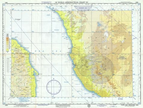1958 U.S. Air Force Aeronautical Map of Western Saudi Arabia and Eastern Sudan