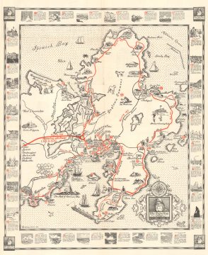 1930 Mons Pictorial Map of the Cape Ann Trail, Massachusetts