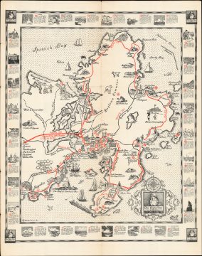 1930 Mons Pictorial Map of the Cape Ann Trail, Massachusetts
