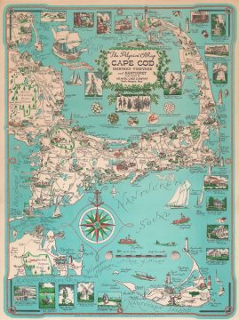 1956 Clara Chase Pictorial Map of Cape Cod, Massachusetts