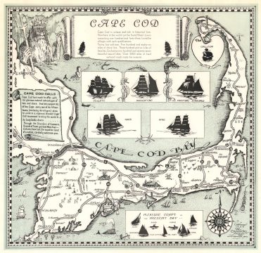 1936 Crawford Press Pictorial Map of Cape Cod, Massachusetts