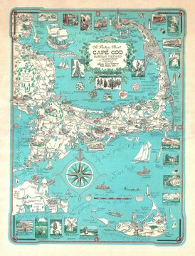 1960 Ernest Dudley Chase Map of Cape Cod (with Kennedy Compound)