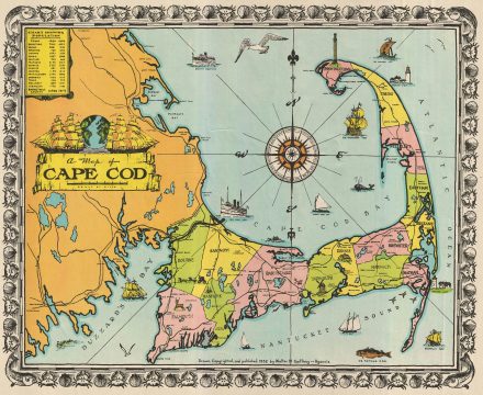 1932 Walter M. Gaffney Map of Cape Cod, Massachusetts