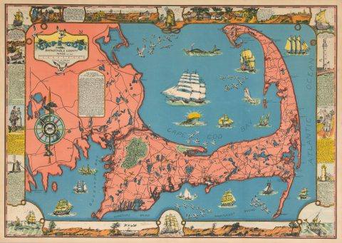 1937 C.W. Holliday Pictorial Map of Cape Cod